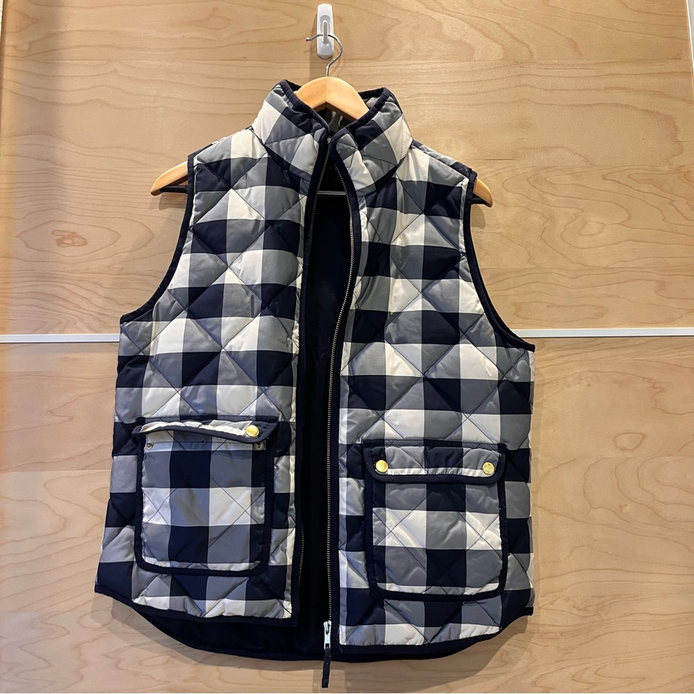 J.Crew Checkered Quilted Puffer Vest Size M